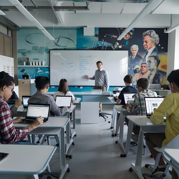View of modern classroom in school