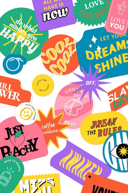 Vintage word sticker pattern png badge background