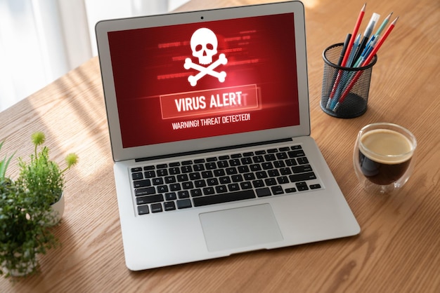 Virusvarsel på dataskjermen oppdaget moderne cybertrussel