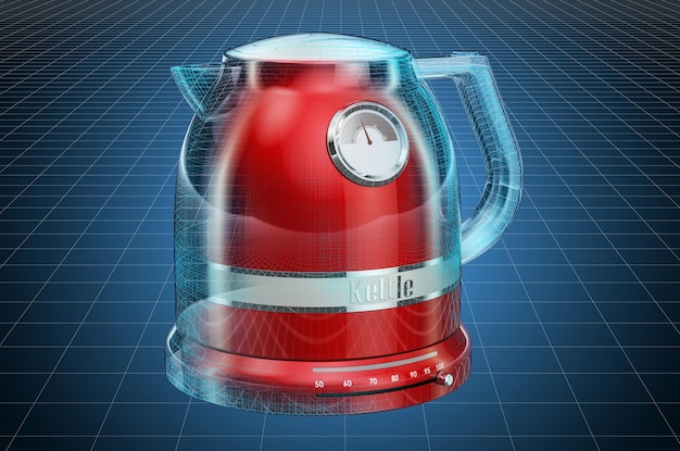 visualization 3d cad model of electric tea kettle retro design 3d rendering