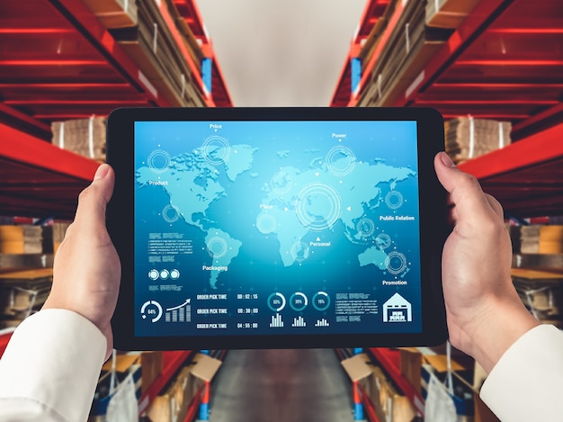 warehouse management innovative software in computer for real time monitoring