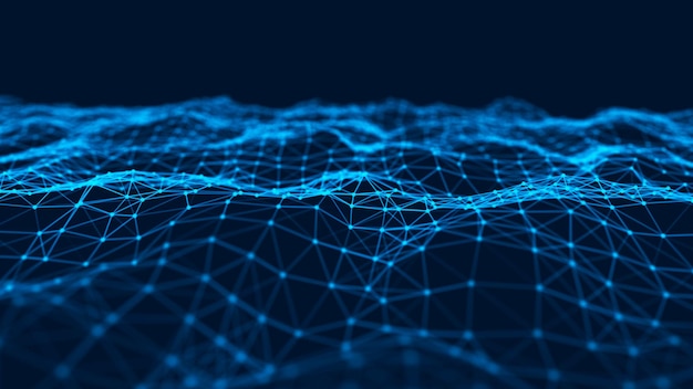 Wave of particles Abstract background with a dynamic wave Big data Vector illustration