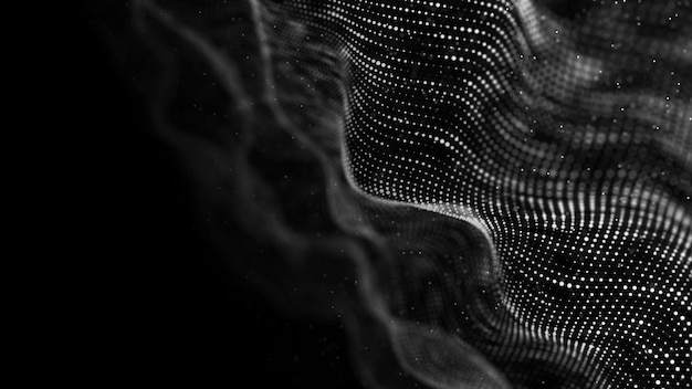 wave of particles abstract background with a dynamic wave big data visualization 3d rendering