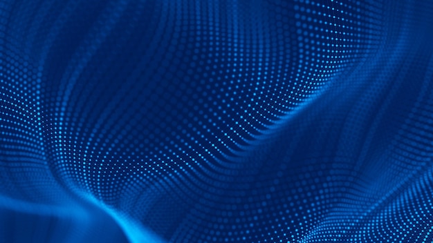 Wave of particles Abstract background with a futuristic wave Big data 3d rendering