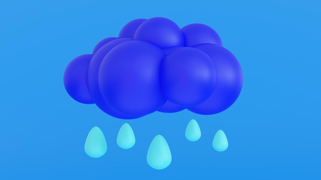 Weather forecast sign Meteorological icon cloud and rain 3D rendering