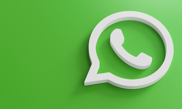 whatsapp logo minimal simple design template. copy space 3d