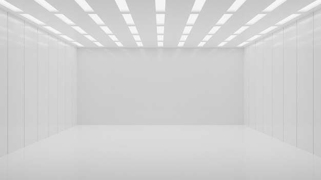 White clean empty architecture interior space room studio background wall display products minimalistic. 3d rendering.