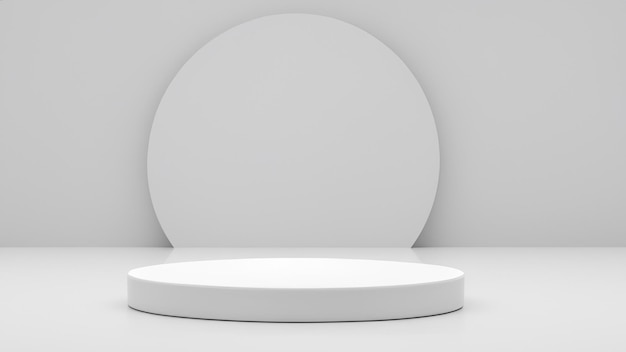 white cylinder podium pedestal product display platform for product placement background 3d renderin