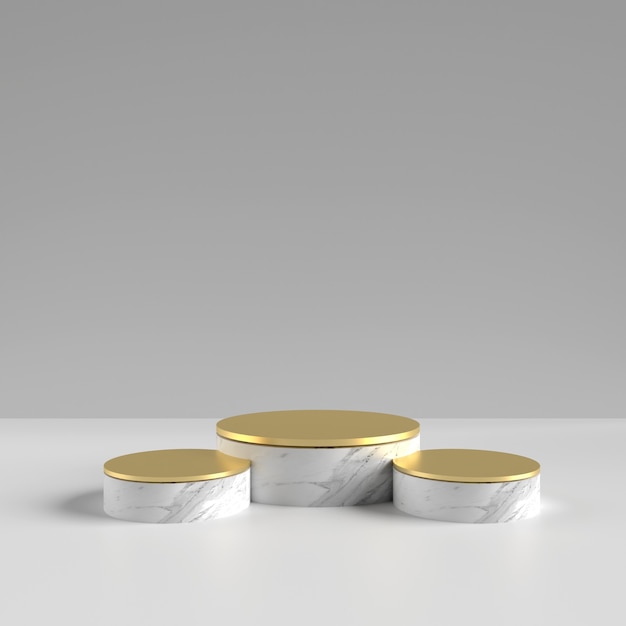 White gold Podium for product placement with ceramic texture