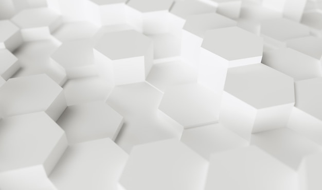 white hexagons background pattern - 3d rendering - illustration