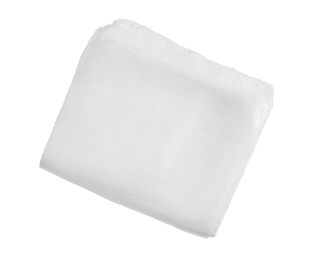 white plastic bag packing stacking on white background