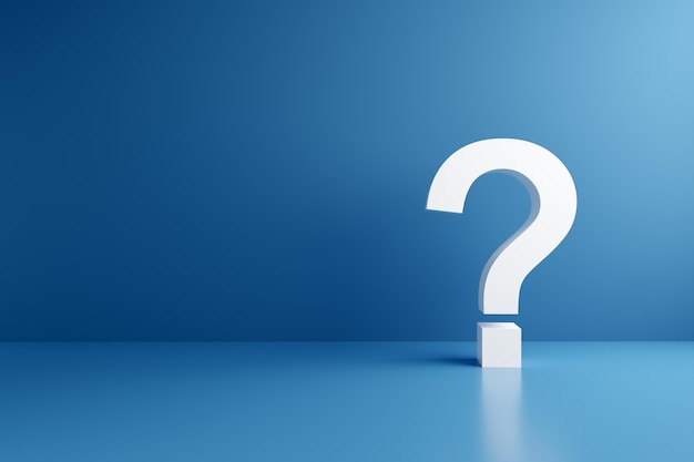 White question mark symbol on blue background Problem solution confusion counseling