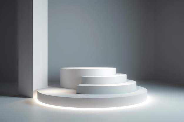 White stage podium with spotlight generetive ai