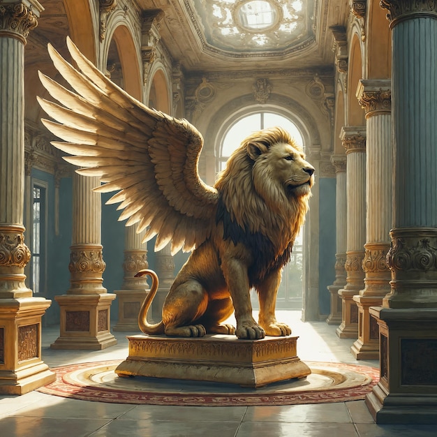 Winged Lion Statue in Grand Hall