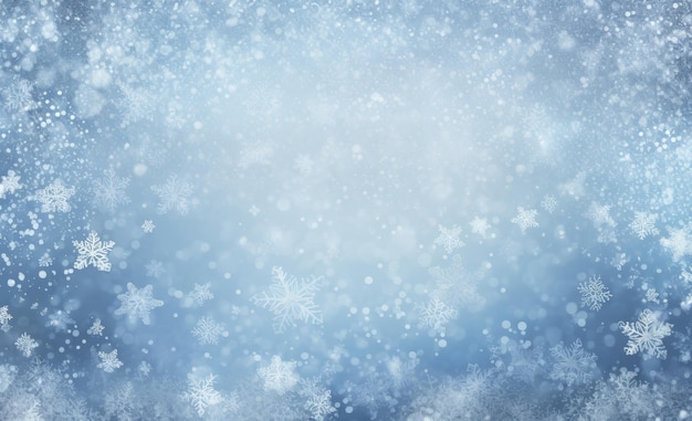 Winter background with snowflakes and bokeh lights Vector illustration