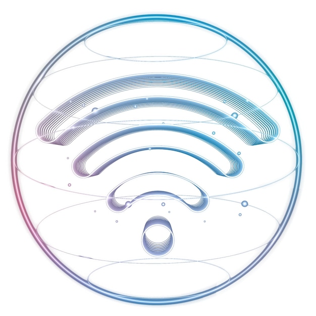 Wireless internet png technology icon in neon