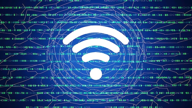 Wireless network and connection abstract data background with wifi symbol