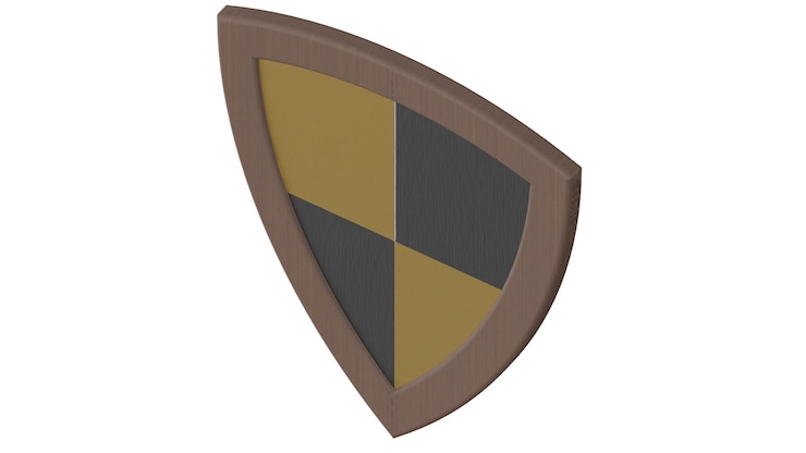 Foto wood yellow and black stripes shield medieval 3d illustration render