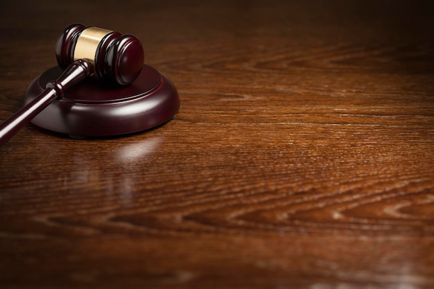 wooden gavel abstract on table