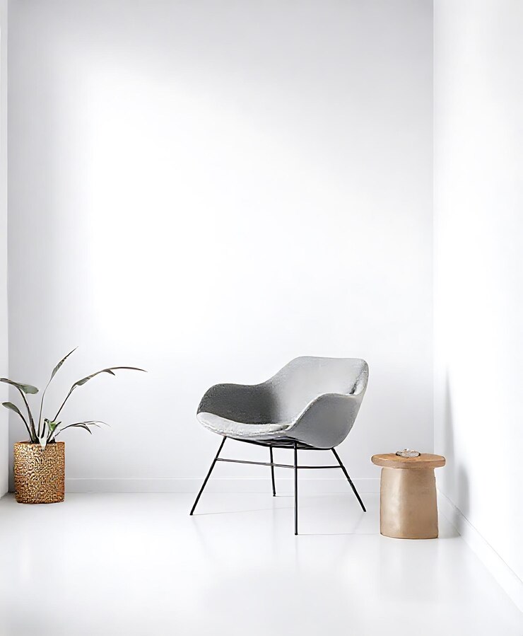 Wooden minimalist chair on white background white chair in a room minimalist home decoration