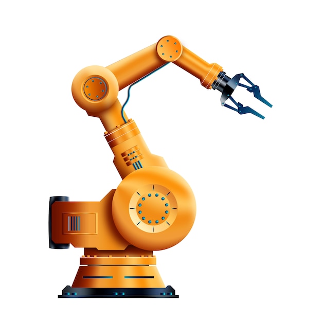 working robot isolated on white background