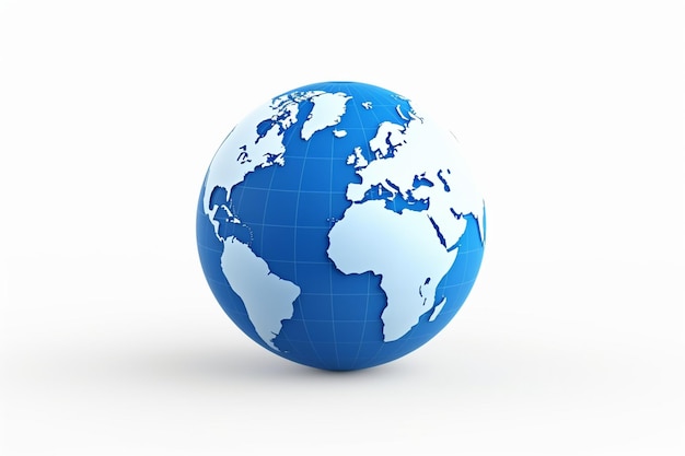 World globe blue earth map isolated on white banner background