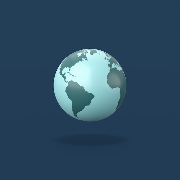 World Planet on Blue Background