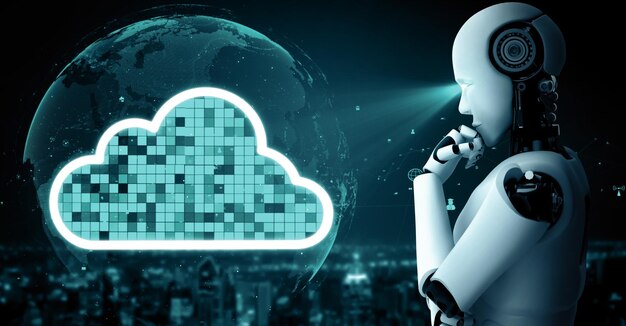 XAI AI robot huminoid uses cloud computing technology to store data on online server