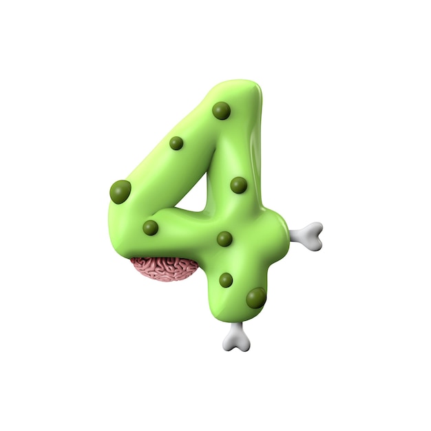 Zombie alphabet number  halloween font d rendering