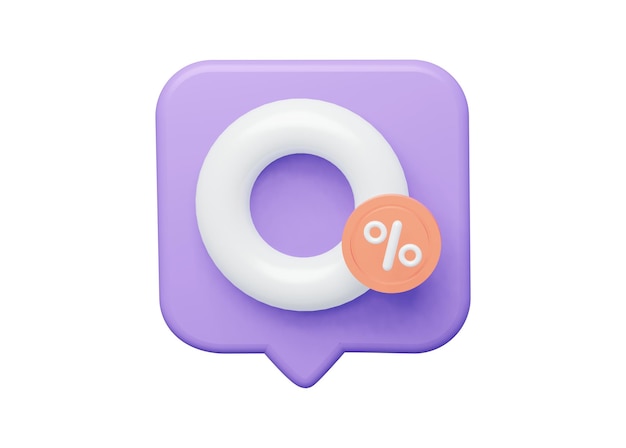 0 zero commission special offer, icon isolated on white background. 3d rendering