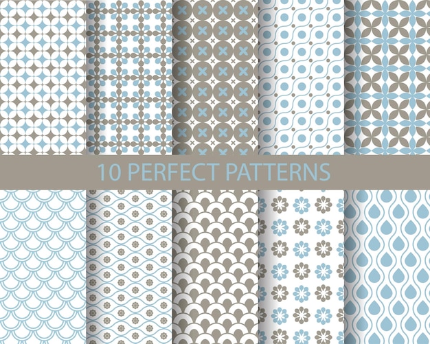 10 cute blue geometric patterns