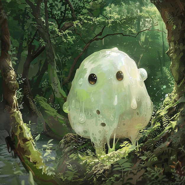 1w a soft sentient slime out in the wilderness may be cuddly has two googly eyes blobby blob two