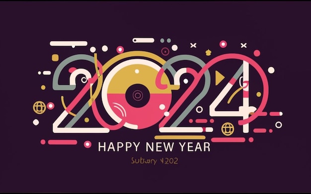 2024 Typography Design New Year Illustration for cristmas