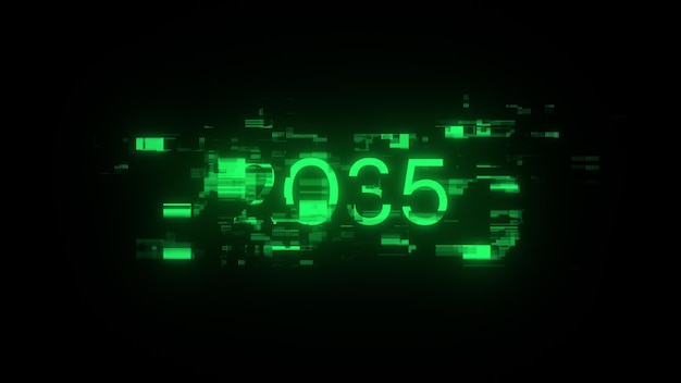 2035 text with screen effects of technological glitches