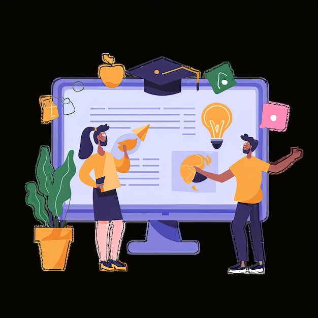 2D-vektorillustration av studentexamen, framgång, högskolestudier, utbildningskurser och skola