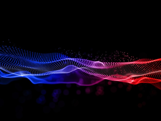 3D abstract background with colourful cyber particles