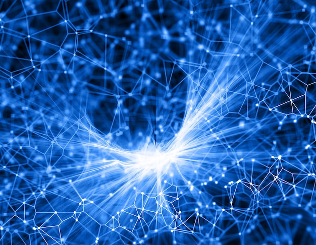 3D abstract fractal background with connecting lines and dots