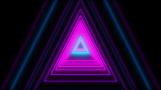 3D Abstract Lights neon triangles. Loop animation.