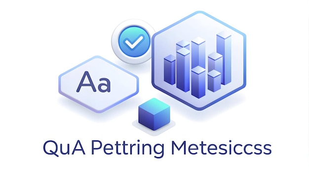 3D AI Data Processing och QA Metrics Icons för analytiska funktioner i QA-processer Isolated Vec