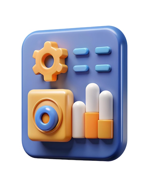 3D AI Data Processing och QA Metrics Icons för analytiska funktioner i QA-processer Isolated Vec