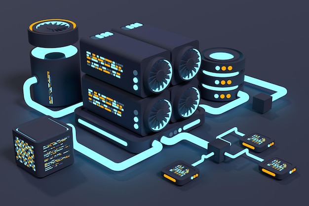 3d blockchain concept 3d cryptocurrency platform creation of digital currency big data technology 3d render illustration