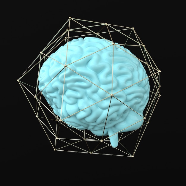 3d brain rendering illustration template background