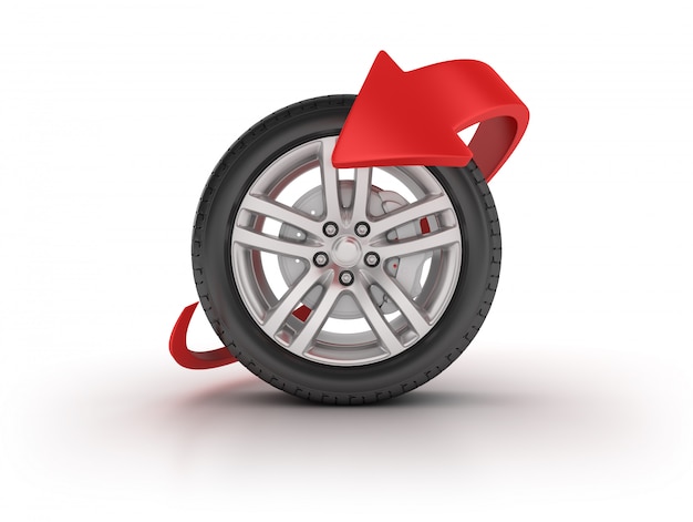 3D Car Wheel with Arrow