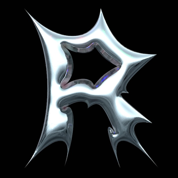 3d chrome letter r