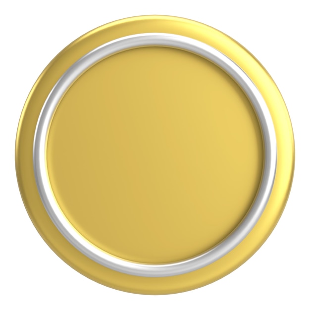 3D-cirkelknap. Tom knap. 3D-rendering