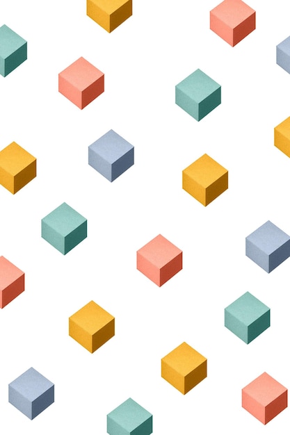3D colorful paper craft cubic patterned background design element
