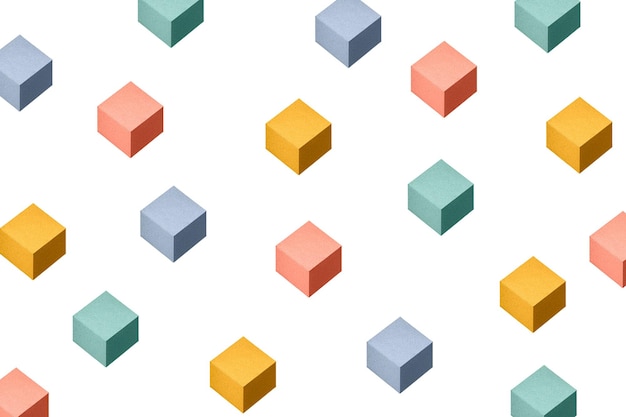 3D colorful paper craft cubic patterned background design element