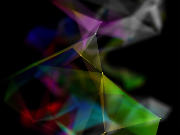 3d colourful technology background with low poly plexus design