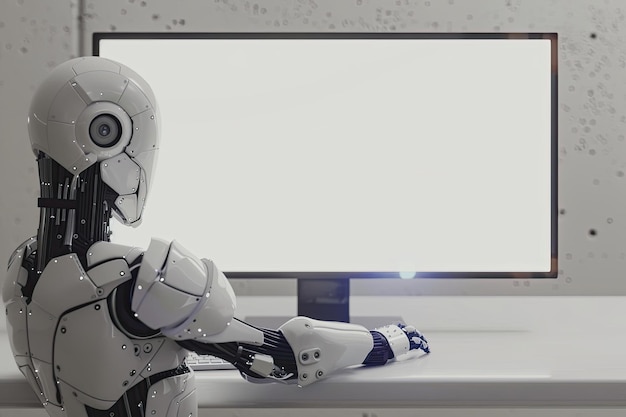 3D computer AI Robot Chatbot Web UIUX SOFTWARE programming algorithms 3D rendering illustration
