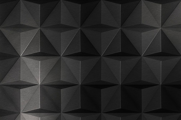 3D dark gray paper craft tetrahedron patterned background
